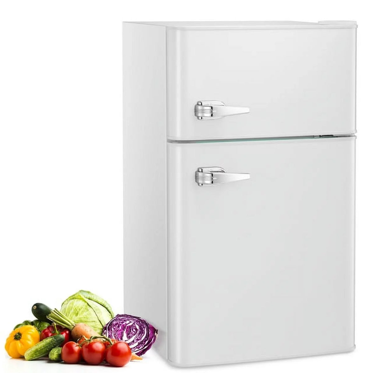 Mini Refrigerator 3.2Cu.Ft Compact Fridge 2-Double Doors with a Freezer X818992