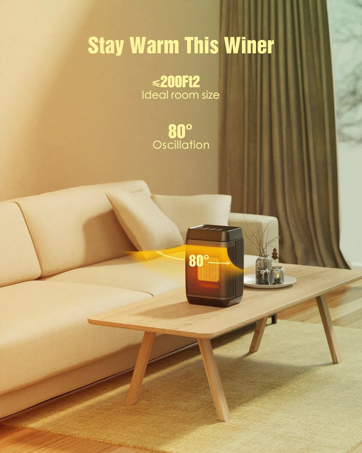 1500W Portable PTC Ceramic Space Heater with Remote Y657