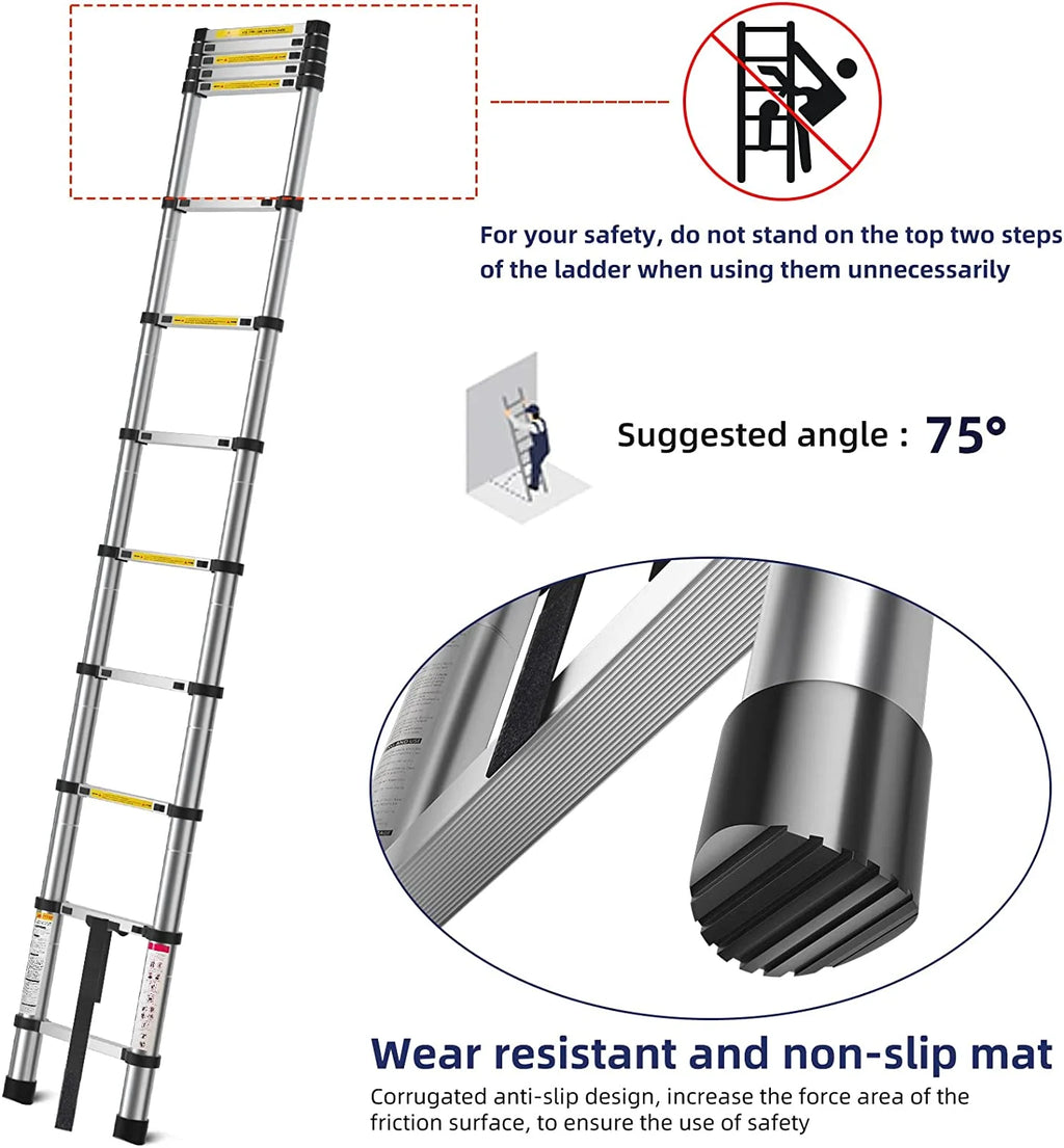 Telescoping Aluminum Extension Ladder, 330lbs Max Capacity Y6331