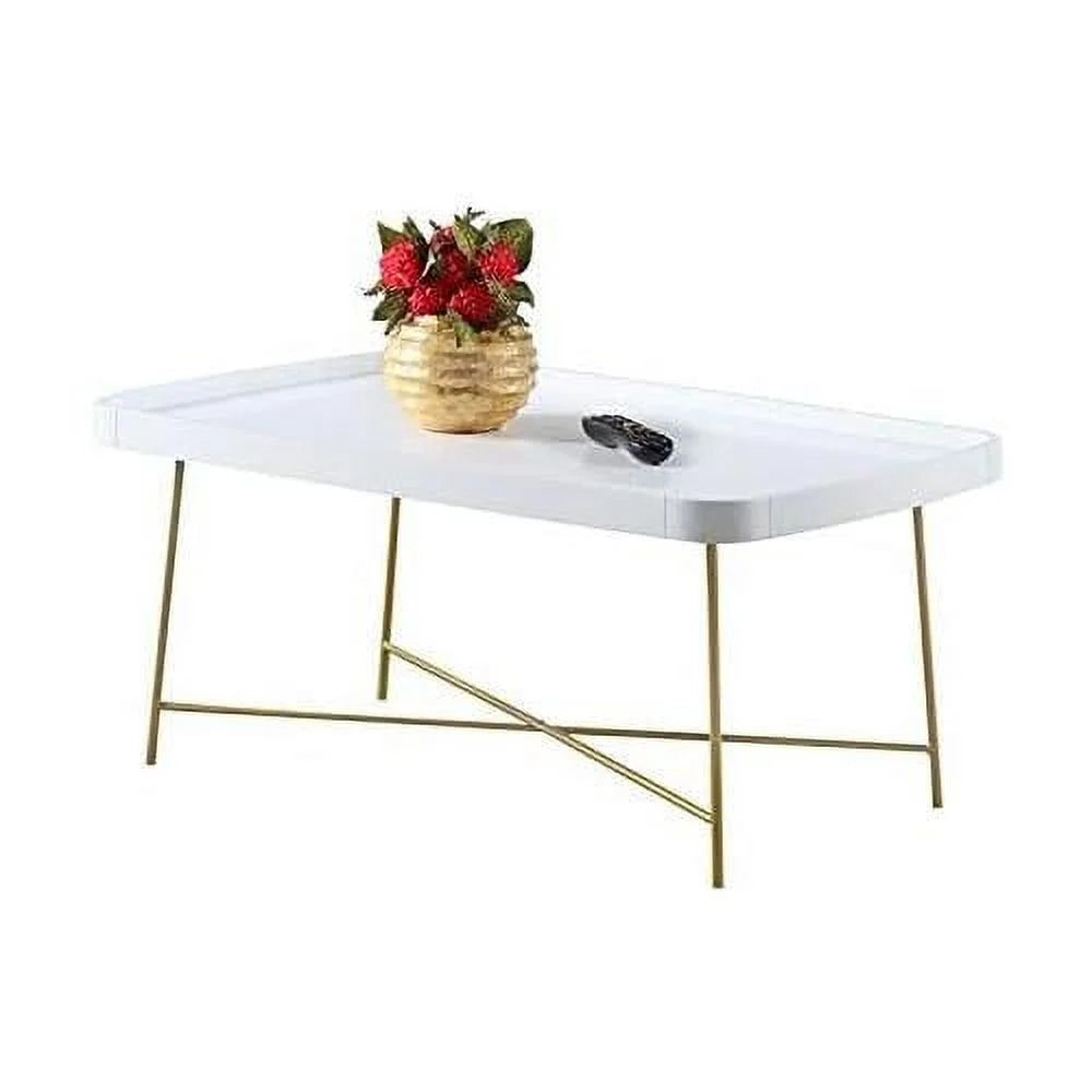 White Wood Coffee Table with X Legs O54954