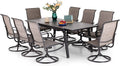 9 Piece Patio Dining Set with Padded Textilene Swivel Chairs and Expandable Table W4931