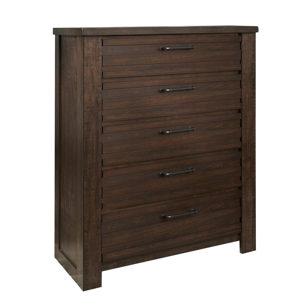 Espresso Wood Queen Bedroom Set with Dresser, Mirror, Nightstands, Chest A41148