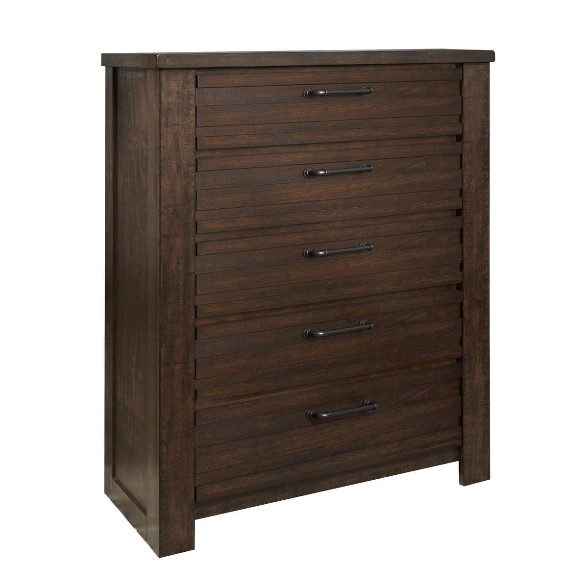 Espresso Wood Queen Bedroom Set with Dresser, Mirror, Nightstands, Chest A41148