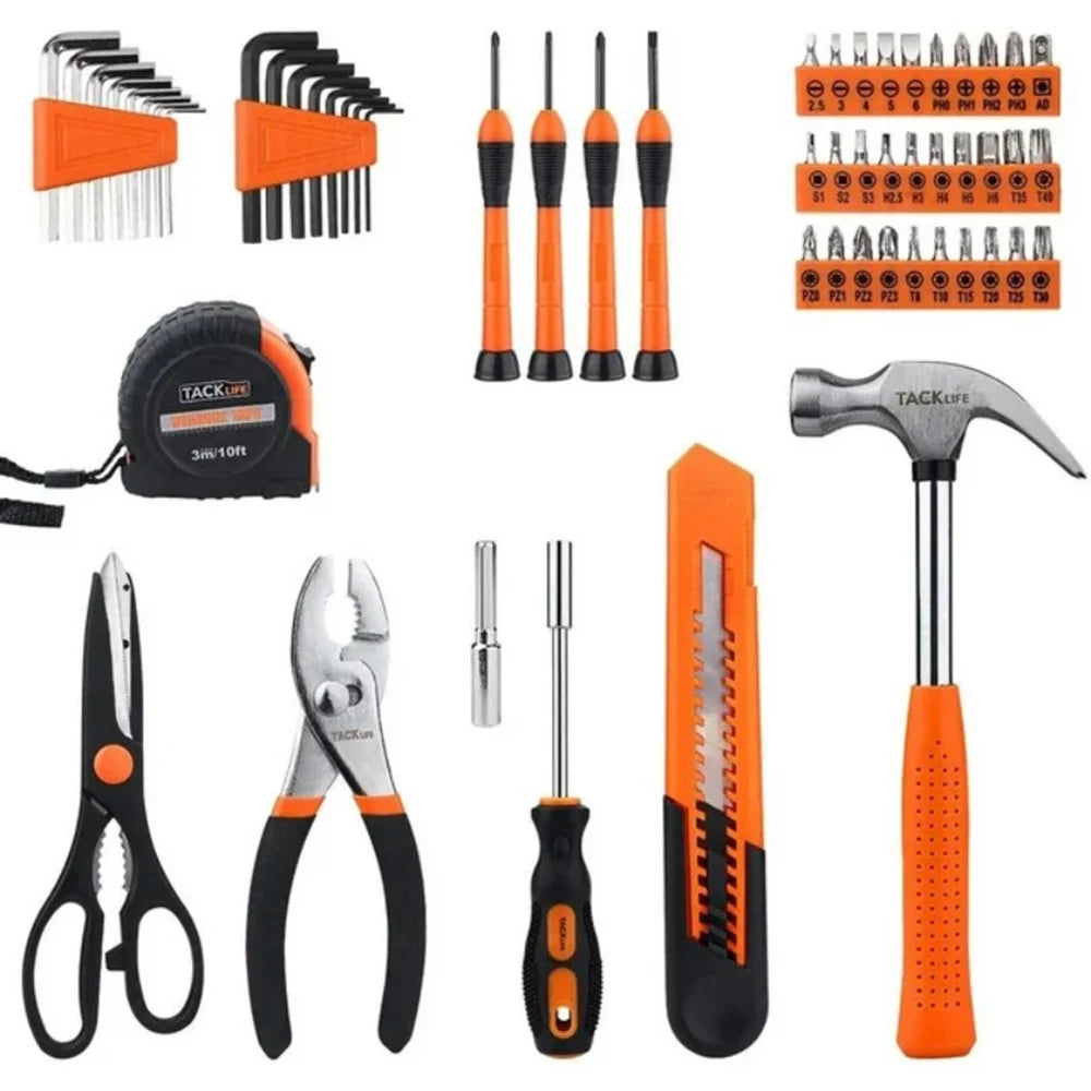 57-Piece Steel Hand Tool Set with Storage Case Black E325