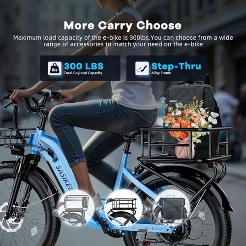 24" Fat Tire Electric Bike, 48V 20AH Removable Battery, 7 Speed F16725