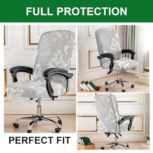 Printed Office Chair Cover Stretch Computer Chair Slipcover with Zipper, M E975939
