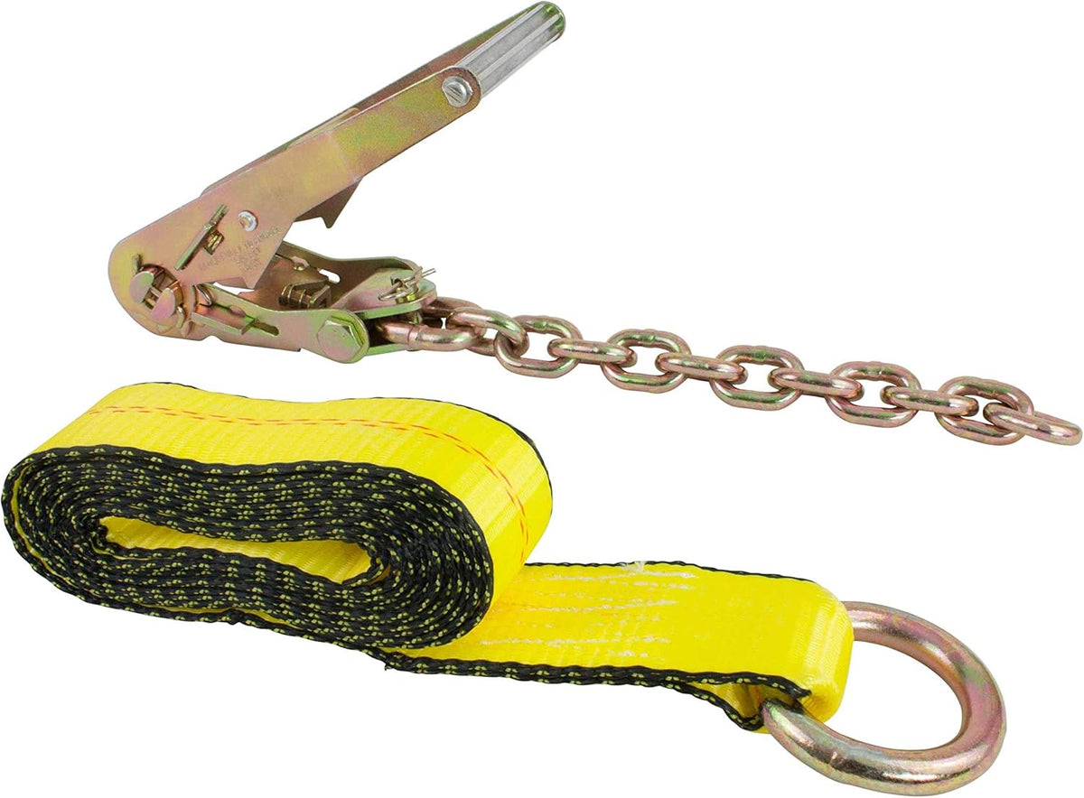 4 Pack 2 x 12' Car Tie Down Ratchet Strap with Chain Anchor S349