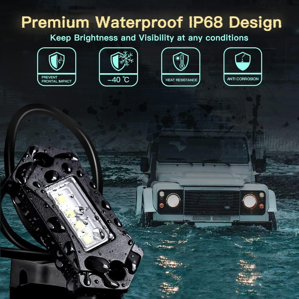 White LED Rock Lights IP68 Waterproof 12Pods X96361