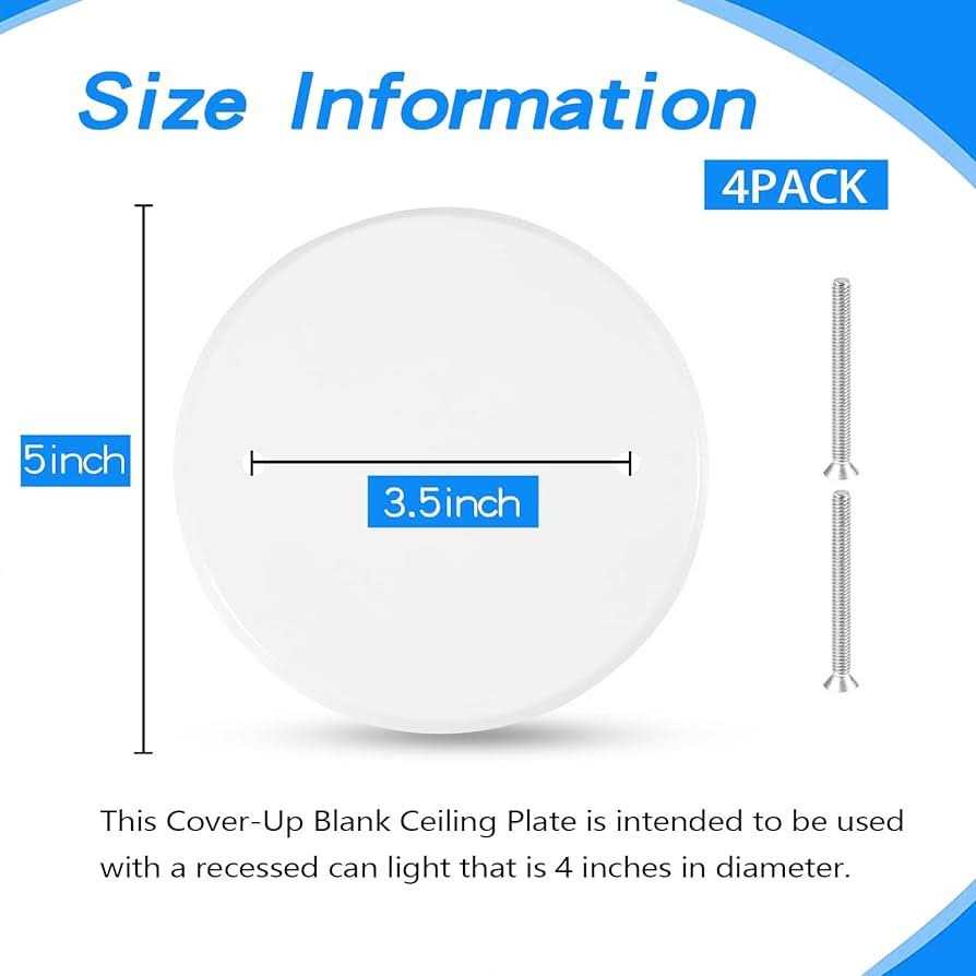 4 Pack 5 Inch Metal Flat Round Ceiling Cover Plate with Screws X118