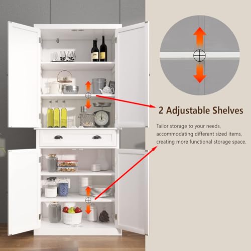 50" LED Kitchen Pantry Storage Cabinet with 2 Doors and Shelves W534
