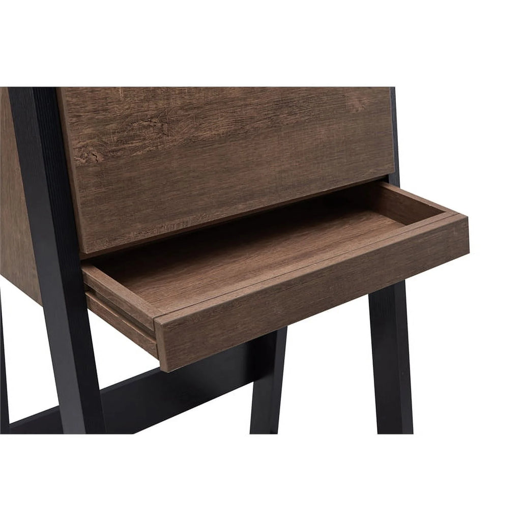 Walnut Oak Brown/Black Wood Secretary Desk R756003
