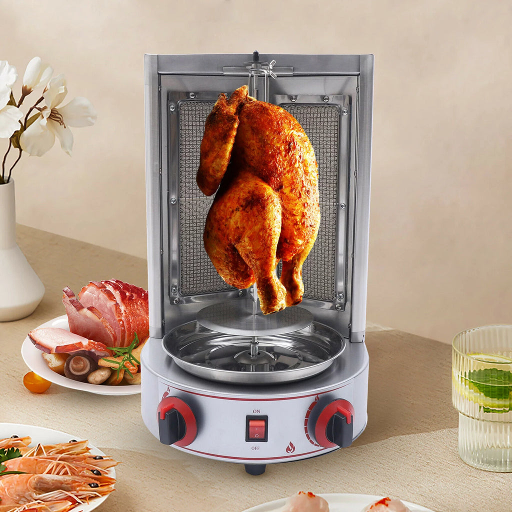Vertical Gas Broiler Shawarma Machine Doner Kebab Gyro Grill Rotisserie Machine 3KW Silver E5683