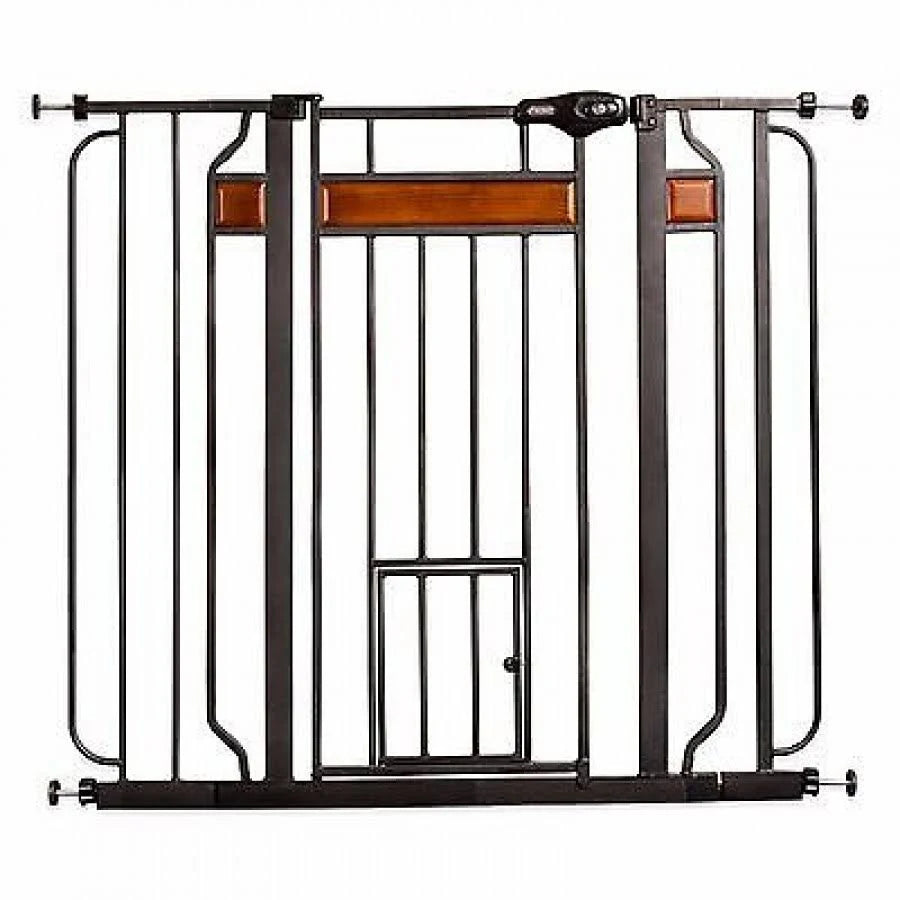 Black Extra Tall Gate with Small Pet Door D8557