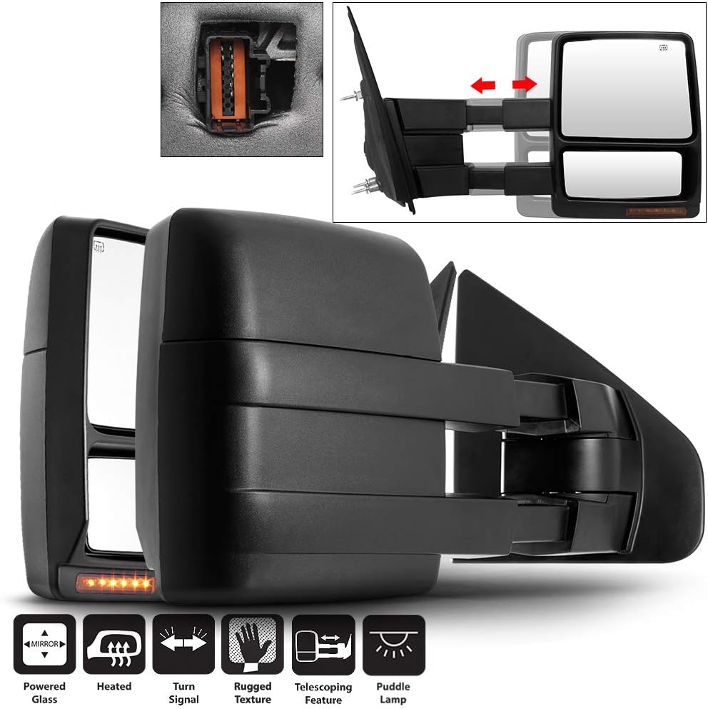 Telescoping Towing Side Mirrors Left+Right V9111