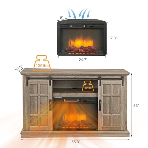 White 43 Inch Electric Fireplace with Mantel A851581
