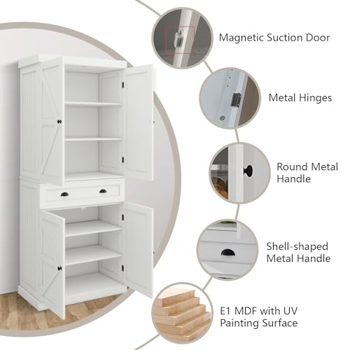 50" LED Kitchen Pantry Storage Cabinet with 2 Doors and Shelves W534