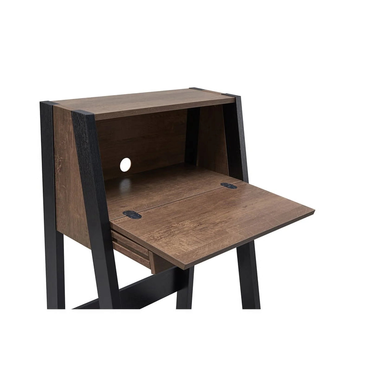 Walnut Oak Brown/Black Wood Secretary Desk R756003
