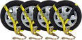 4 Pack 2 x 12' Car Tie Down Ratchet Strap with Chain Anchor S349