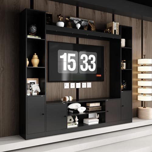 Black 4-in-1 Wall Unit TV Stand with Bookshelves R6584
