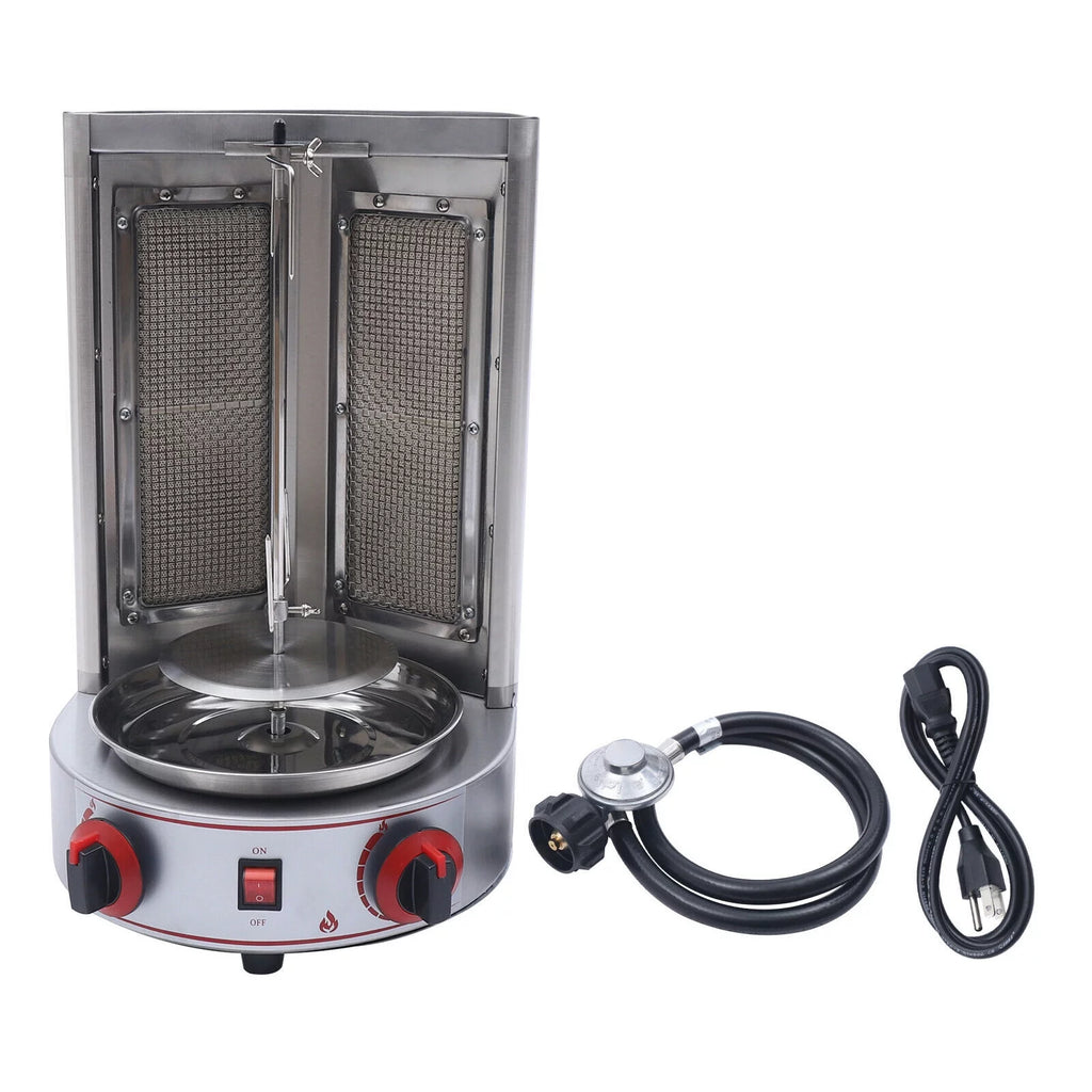 Vertical Gas Broiler Shawarma Machine Doner Kebab Gyro Grill Rotisserie Machine 3KW Silver E5683