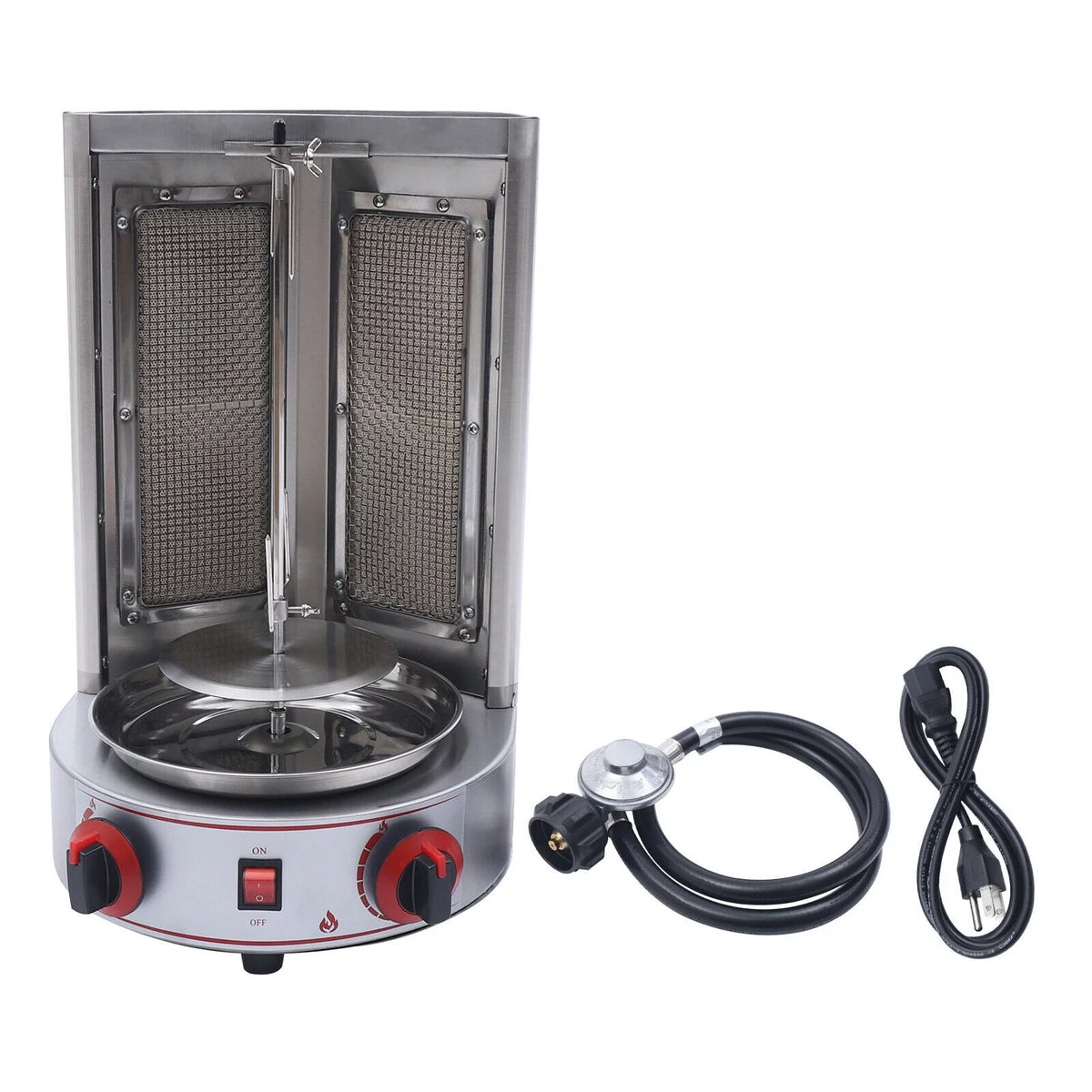 Vertical Gas Broiler Shawarma Machine Doner Kebab Gyro Grill Rotisserie Machine 3KW Silver E5683