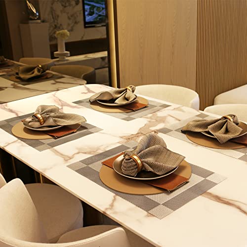 Placemats Set of 6 Heat Resistant Woven PVC Placemats P660846