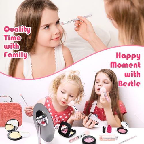 Pretend Makeup Kit for Girls: Kids Pretend Play Makeup Set with Cosmetic Bag - Fake Makeup Toy Set for Toddler - Little Girls Age 3+ (Not Real Makeup) Orange N85527