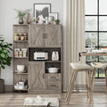 Large Kitchen Pantry with Adjustable Shelves, Tall Storage Cabinet, Wash Gray Q443576