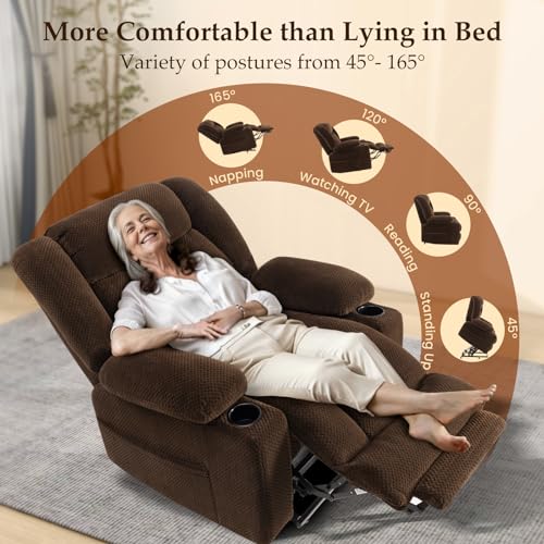 Large Power Lift Recliner with Heat and Massage, Dark Brown G26523