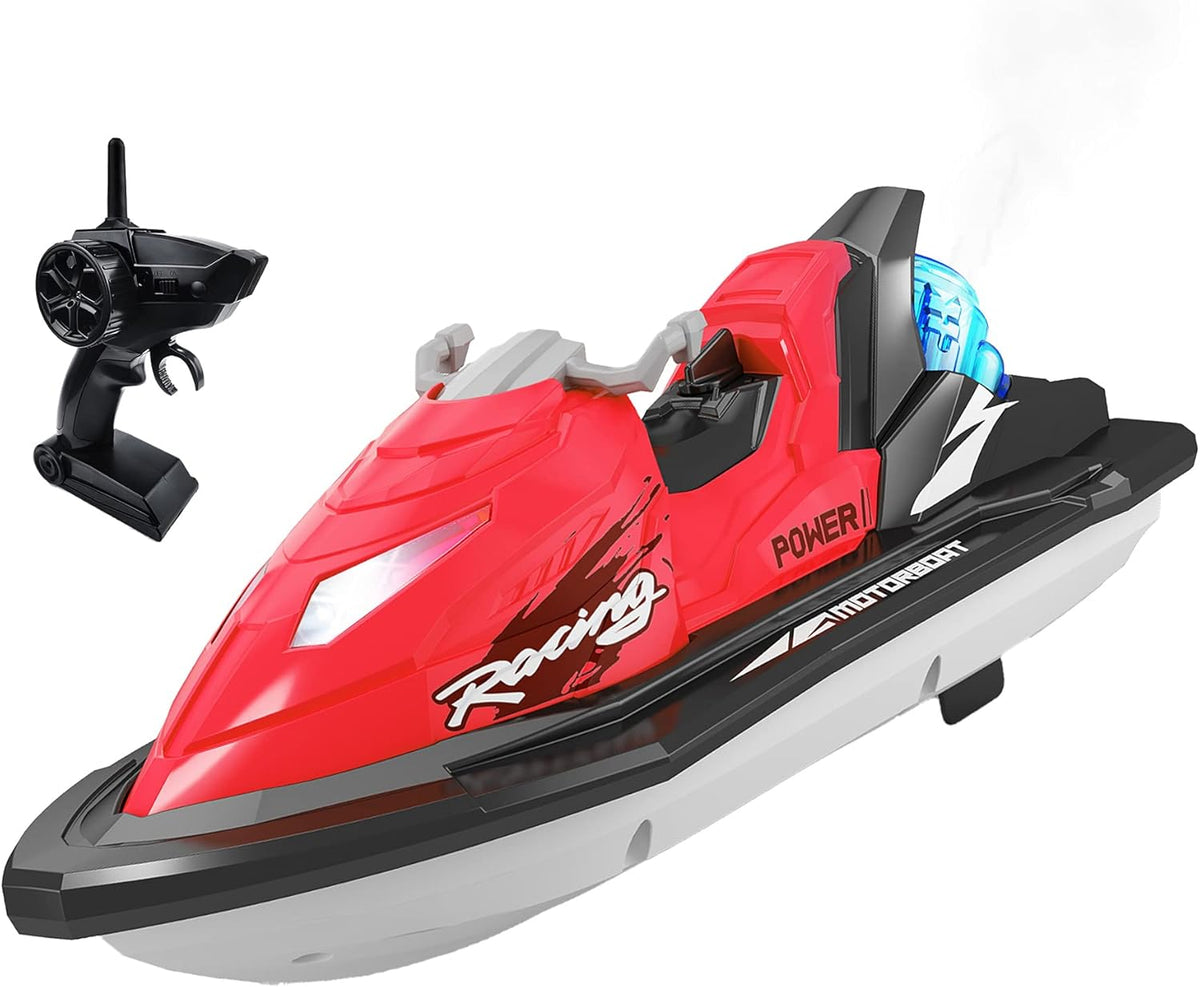 RC Boat with Rechargeable Battery and Dual Motors Red R83855