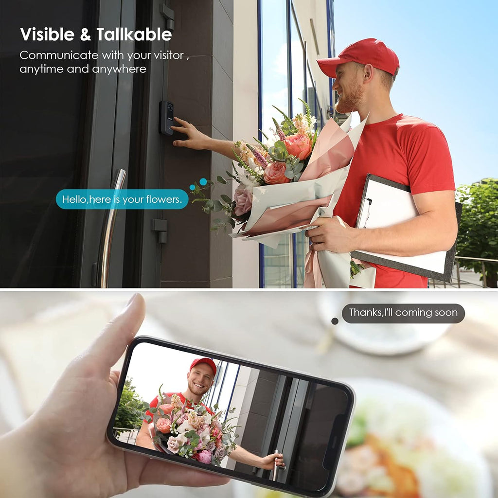 Wired Video Doorbell Camera with Chime, 2K HD, 2-Way Audio, IP54 Waterproof, Pack of 2 Y2225