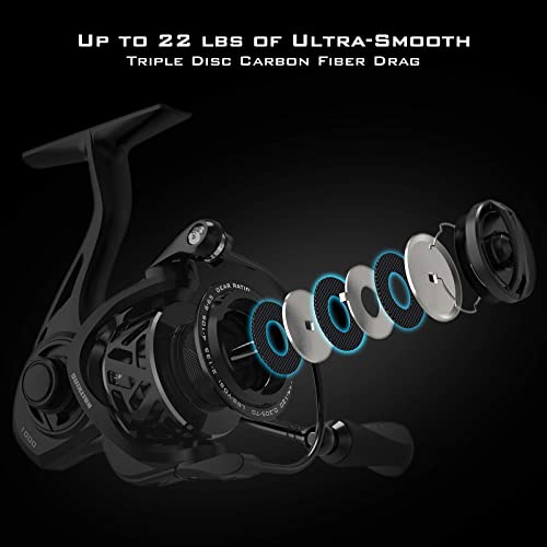 Spinning Reel with 7+1 Stainless Steel Ball Bearings, Aluminum Spool W7613