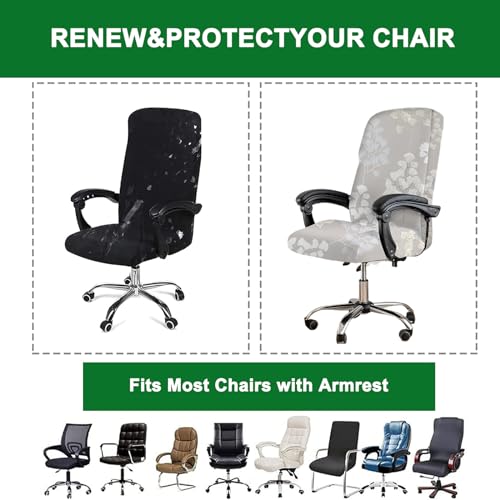Printed Office Chair Cover Stretch Computer Chair Slipcover with Zipper, M E975939