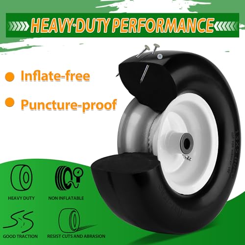 2 PCS 13x5.00-6 Flat Free Tire and Wheel with 3/4" Extra 5/8" Bearings D3787