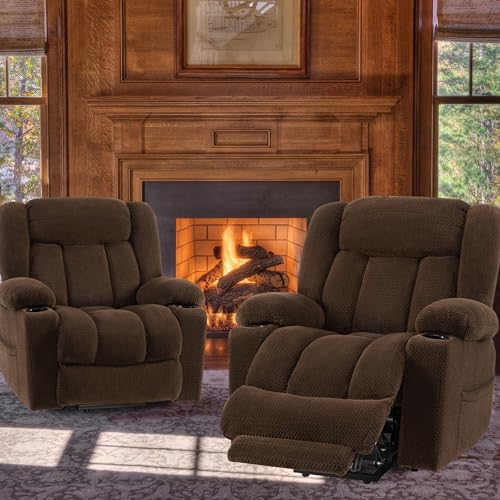 Large Power Lift Recliner with Heat and Massage, Dark Brown G26523