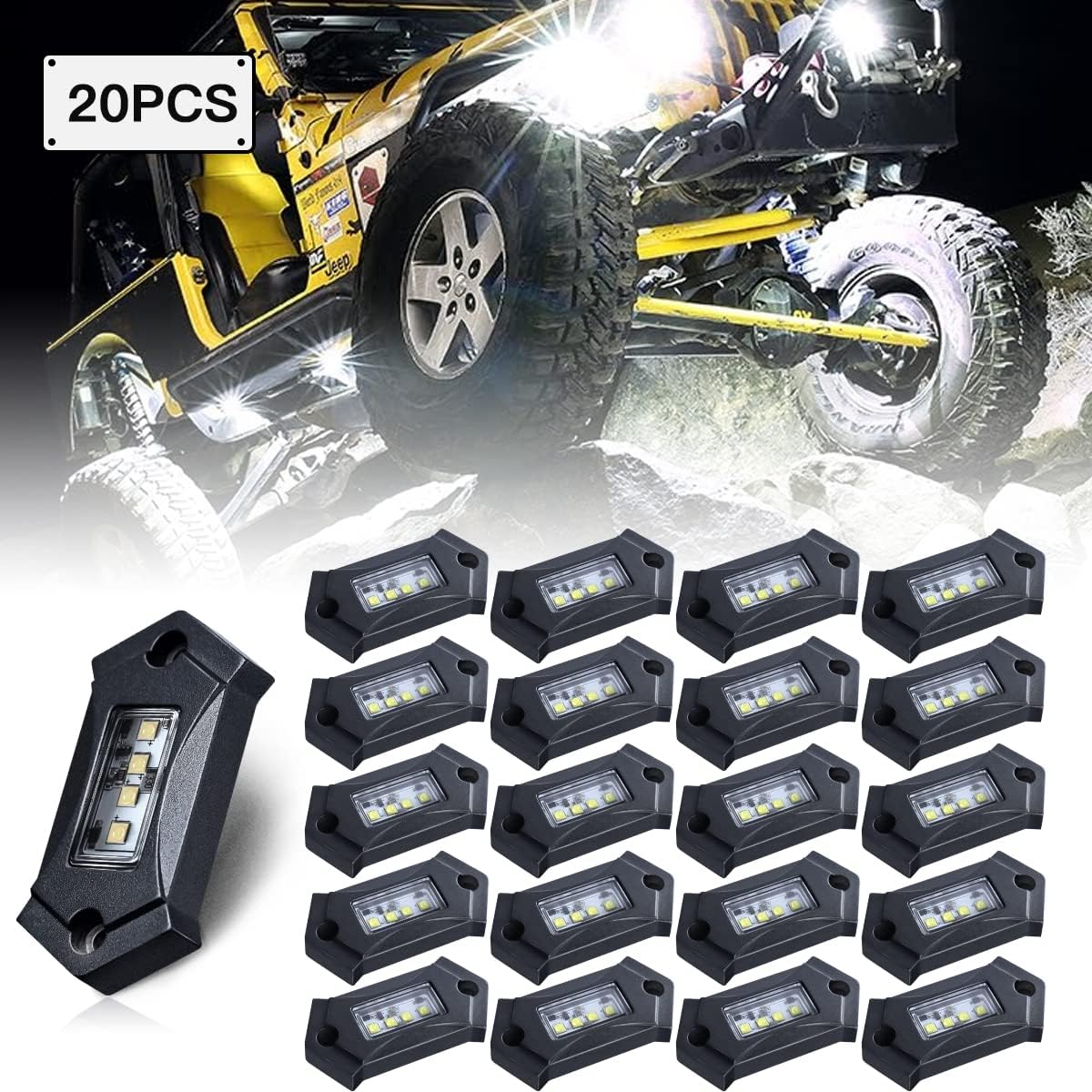 White LED Rock Lights IP68 Waterproof 12Pods X96361