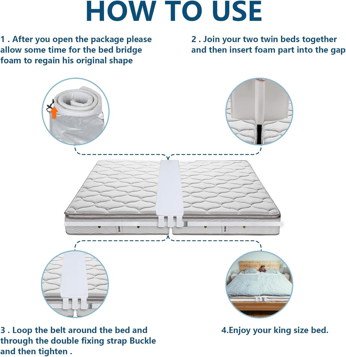 Twin to King Bed Converter Kit with Storage Bag B765