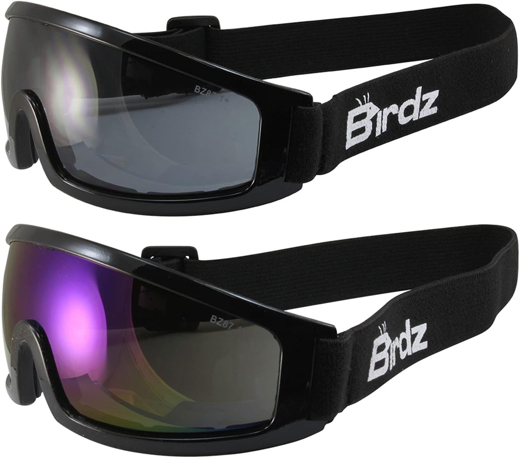 2 Pairs Safety Goggles Blue Mirror & Smoke Lenses J208