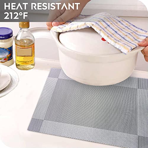 Placemats Set of 6 Heat Resistant Woven PVC Placemats P660846