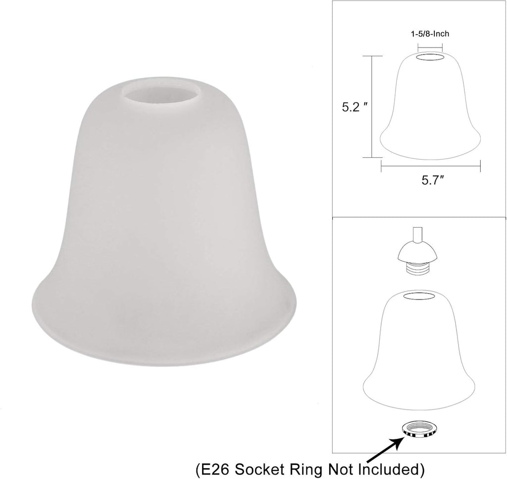 4 Pack Frosted Glass Lamp Shade Replacement with 1-5/8-inch Fitter Opening L958138
