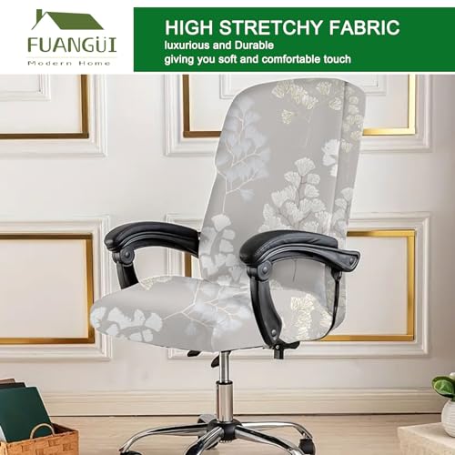Printed Office Chair Cover Stretch Computer Chair Slipcover with Zipper, M E975939