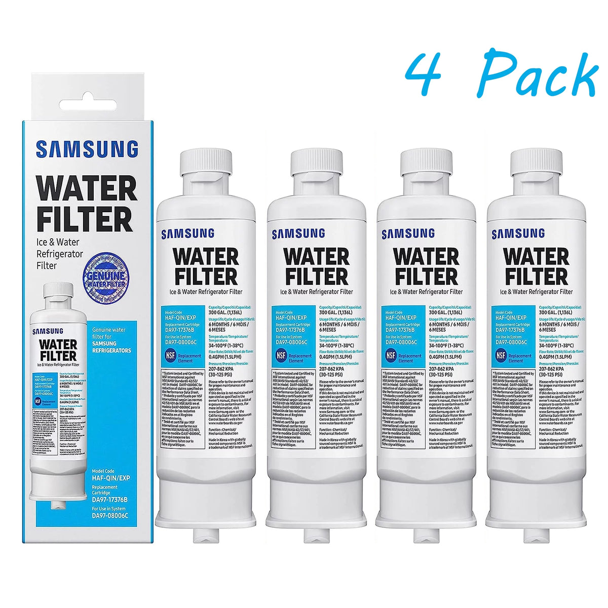 Pack of 4 Refrigerator Water Filter J114