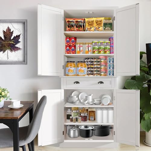 50" LED Kitchen Pantry Storage Cabinet with 2 Doors and Shelves W534
