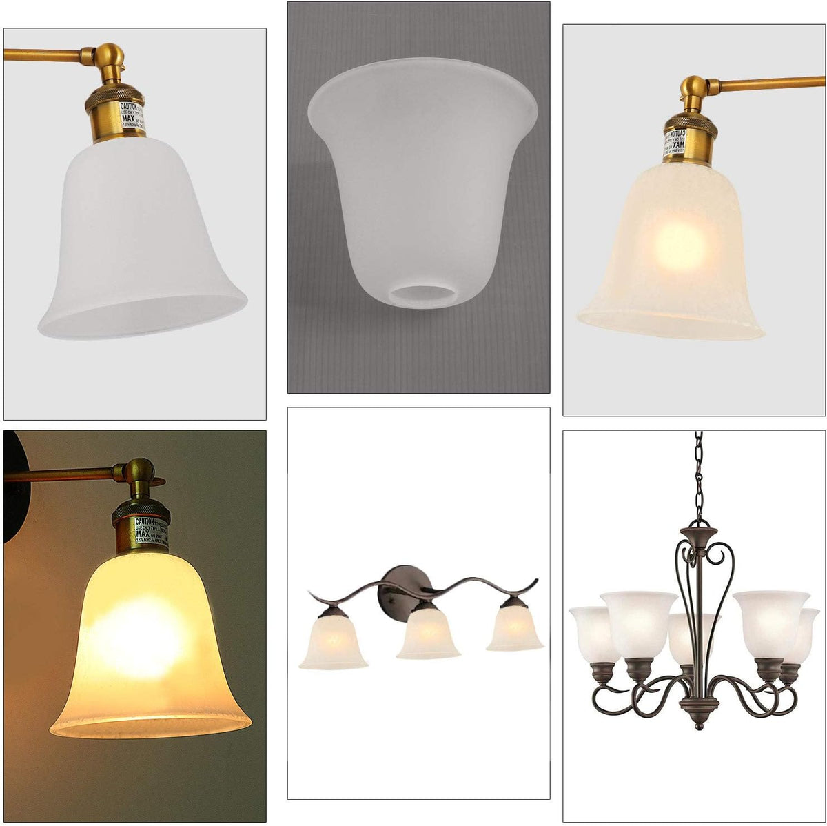 4 Pack Frosted Glass Lamp Shade Replacement with 1-5/8-inch Fitter Opening L958138