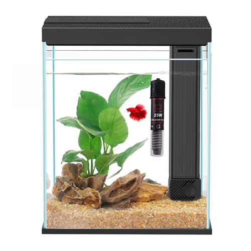 2 Gallon Glass Betta Fish Tank with Heater Filter and Light G549