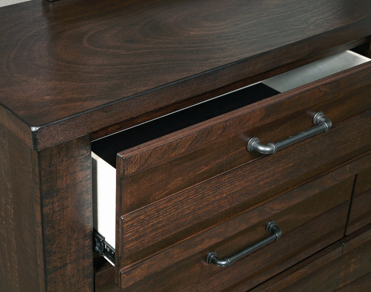 Espresso Wood Queen Bedroom Set with Dresser, Mirror, Nightstands, Chest A41148