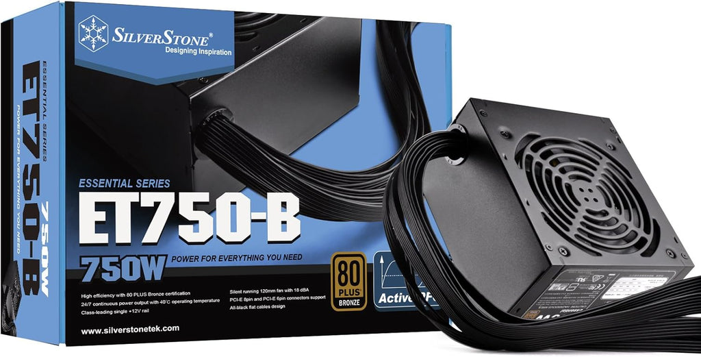 80 Plus Bronze 750 Watt Computer Power Supply with Black Cables B5086
