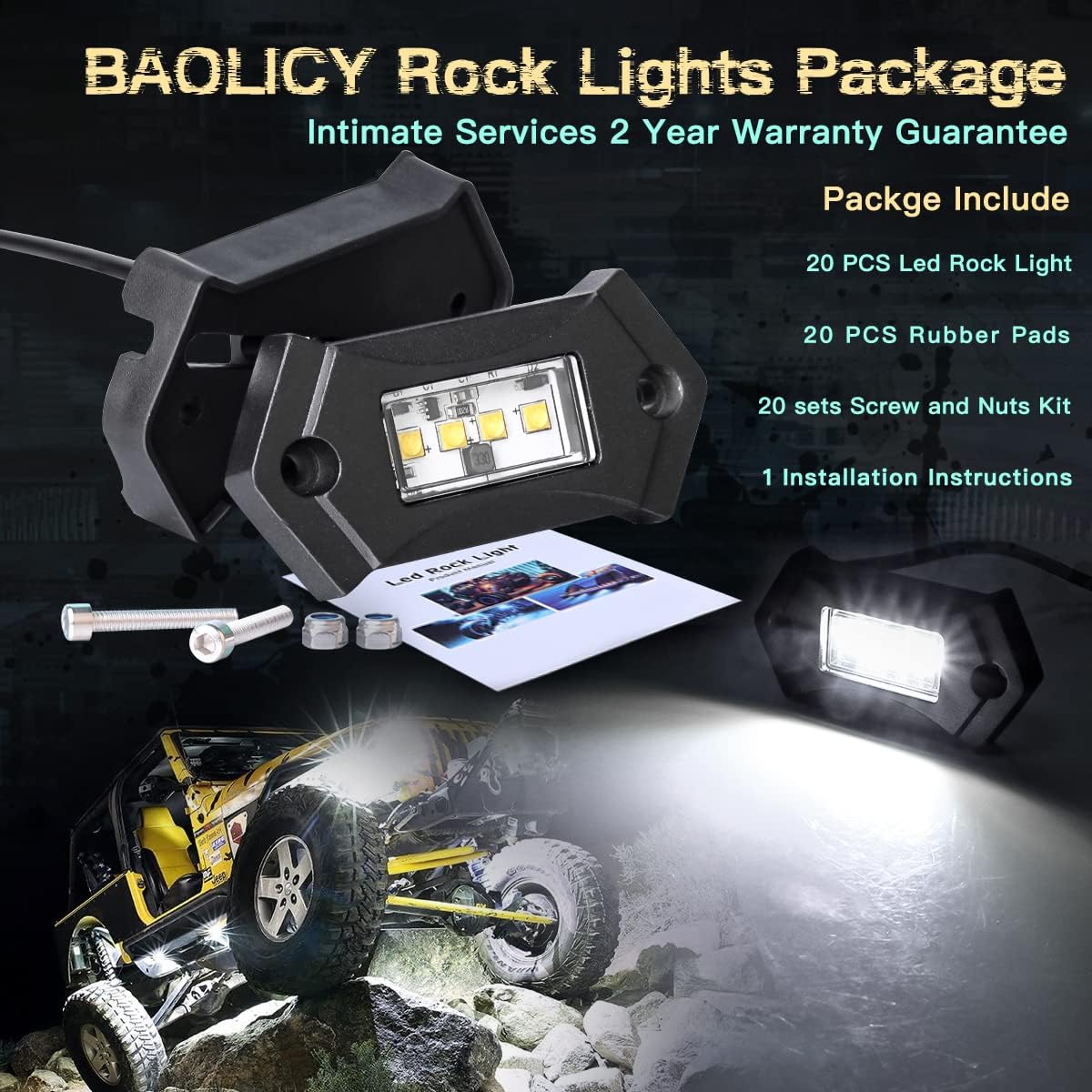 White LED Rock Lights IP68 Waterproof 12Pods X96361