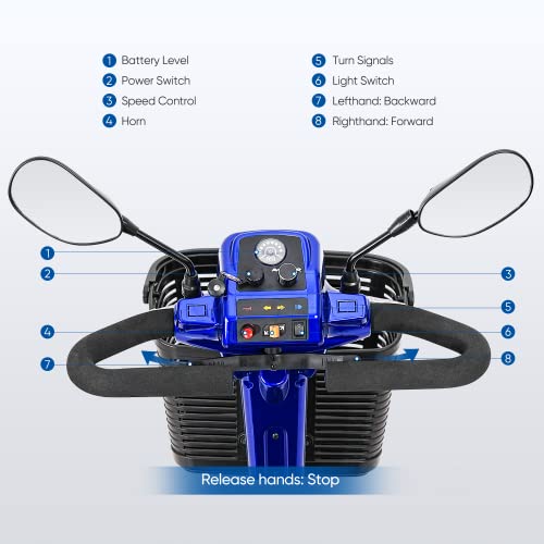 Blue 4 Wheel Power Mobility Scooter with Basket A699