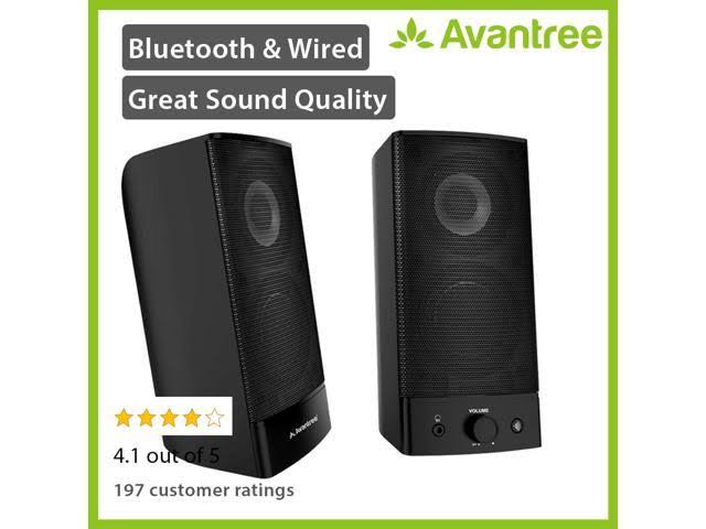 10W Bluetooth Computer Speakers, Wireless & Wired Stereo, AC Powered H476145